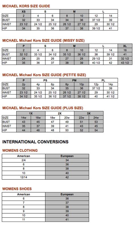 michael kors men's belt size chart|Michael Kors size chart women.